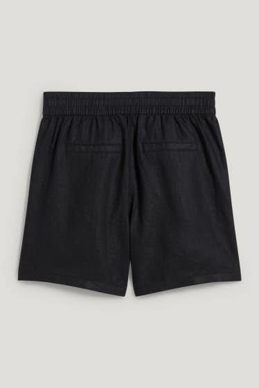 Damen - Leinenshorts - schwarz