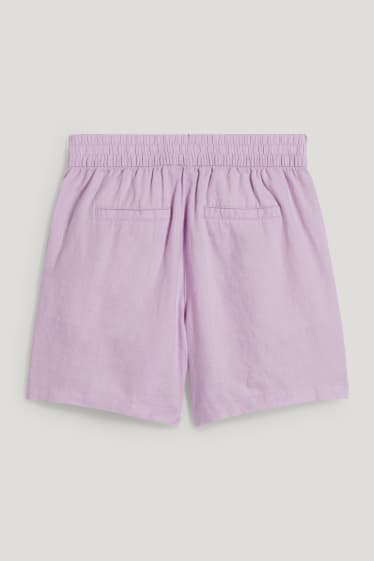 Damen - Leinenshorts - hellviolett