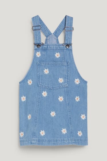 Toddler Girls - Set - tricou cu mânecă scurtă și rochie-salopetă din denim - 2 piese - denim-albastru deschis