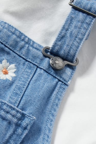 Toddler Girls - Set - tricou cu mânecă scurtă și rochie-salopetă din denim - 2 piese - denim-albastru deschis