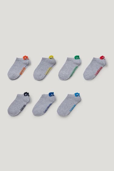 Toddler Boys - Multipack 7 perechi - monștri - șosete sub gleznă cu motive - gri deschis melanj
