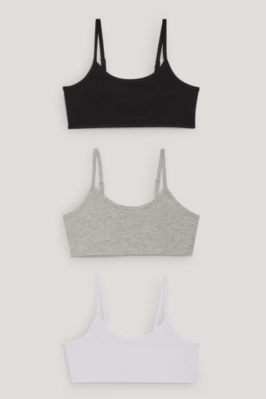 Filles - Lot de 2 - brassières - gris clair chiné