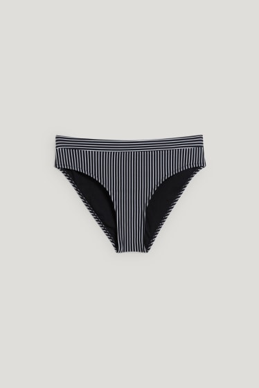 Damen - Bikini-Hose - Mid Waist - LYCRA® XTRA LIFE™ - gestreift - schwarz / weiss