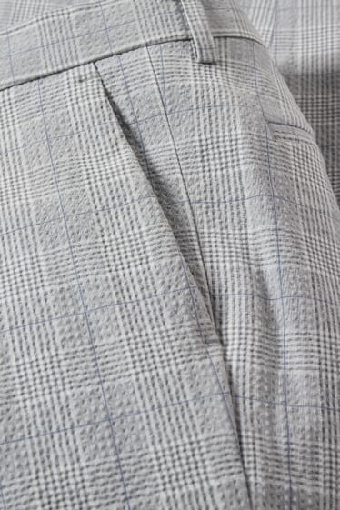 Hommes - Pantalon de costume - slim fit - à carreaux - gris