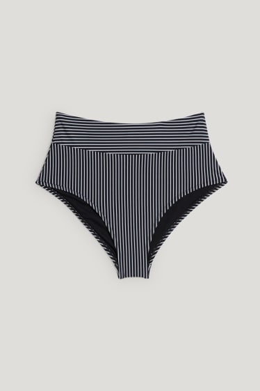 Dona - Calces de biquini - high waist - LYCRA® XTRA LIFE™ de ratlles - negre/blanc
