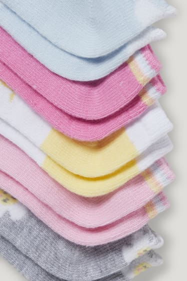Filles - Lot de 5 paires - nature - socquettes de sport à motif - rose