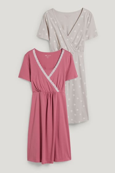 Femmes - Lot de 2 - chemises de nuit d’allaitement - rose