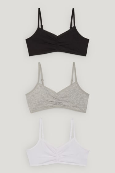 Filles - Lot de 2 - brassières - gris clair chiné