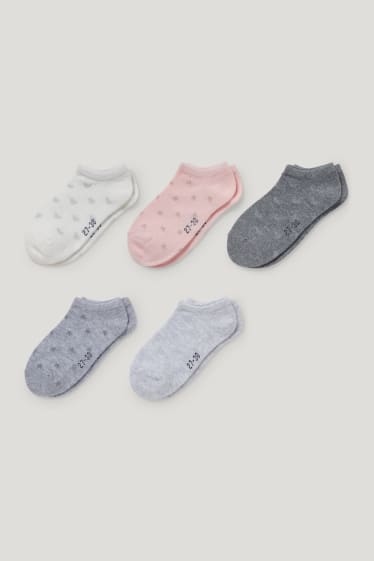 Toddler Girls - Multipack 5 perechi - inimi și stele - șosete sub gleznă cu motive - roz