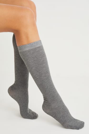 Femmes - Mi-bas en cachemire mélangé - gris chiné