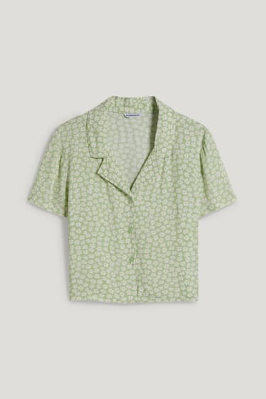 Clockhouse Girls - CLOCKHOUSE - blusa taglio corto - a fiori - verde chiaro