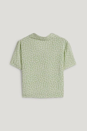 Clockhouse Girls - CLOCKHOUSE - blusa taglio corto - a fiori - verde chiaro