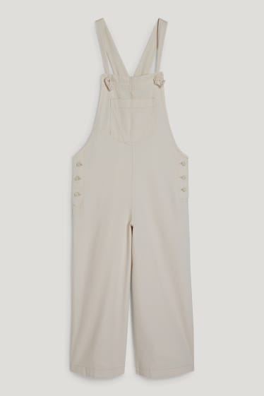 Clockhouse femme - CLOCKHOUSE- pantalon salopette - wide leg - blanc crème