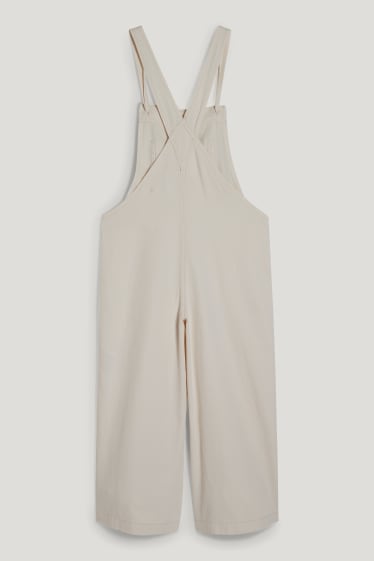 Clockhouse femme - CLOCKHOUSE- pantalon salopette - wide leg - blanc crème