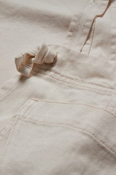 Clockhouse femme - CLOCKHOUSE- pantalon salopette - wide leg - blanc crème