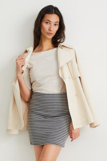 Dames - Minirok - geruit - zwart / wit