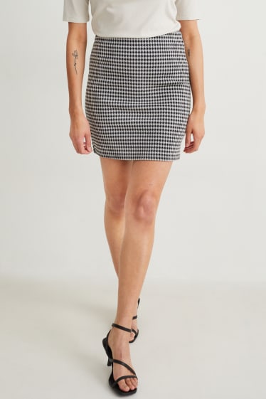 Dames - Minirok - geruit - zwart / wit