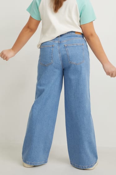 Kids Girls - Extended Sizes - Multipack 2er - Wide Leg Jeans - jeans-hellblau