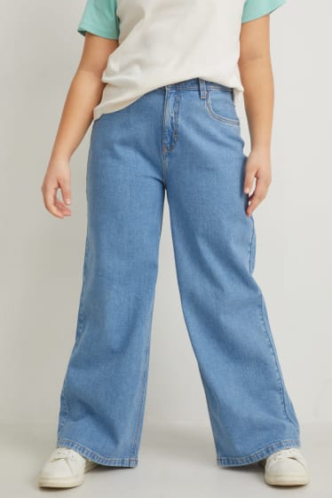 Kids Girls - Extended Sizes - Multipack 2er - Wide Leg Jeans - jeans-hellblau