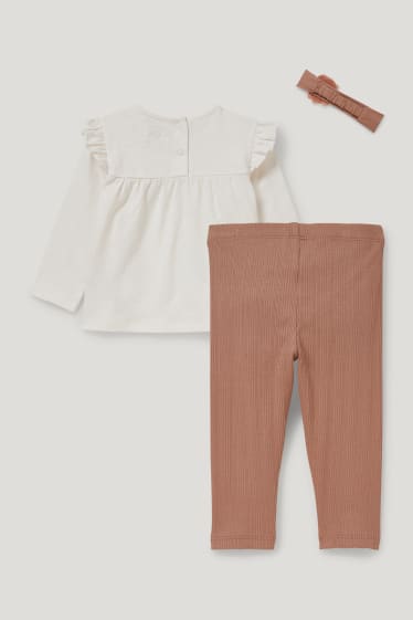 Baby Girls - Compleu bebeluși - 3 piese - alb-crem