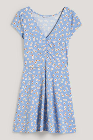 Clockhouse femme - CLOCKHOUSE - robe évasée - à fleurs - bleu clair