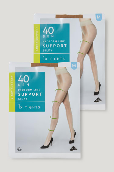 Damen - Multipack 2er - Feinstrumpfhose - 40 DEN - beige