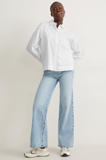Dames - Blouse - oversized - wit