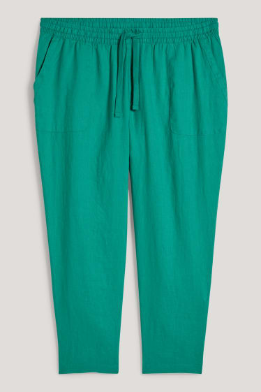 Donna - Pantaloni di lino - vita media - straight fit - verde chiaro