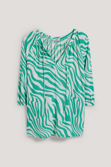 Women - Blouse - patterned - green / cremewhite
