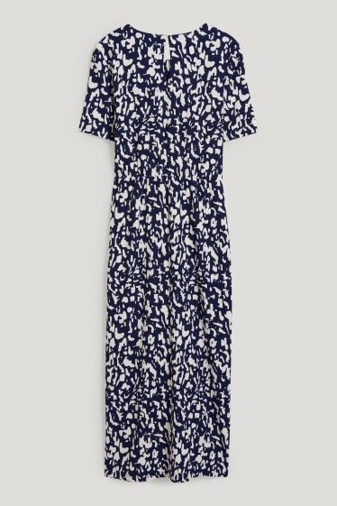 Femmes - Robe fit & flare dotée d'un nœud - à motif - bleu foncé / blanc crème