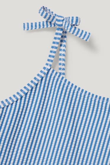 Miminka holky - Plážový outfit pro miminka - 2dílný - pruhovaný - modrá/bílá