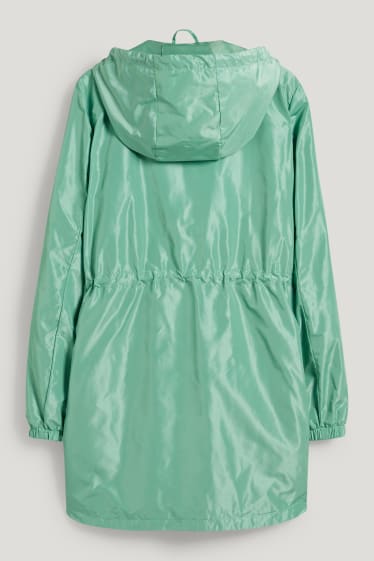 Damen - Jacke mit Kapuze und Tasche - faltbar - grün