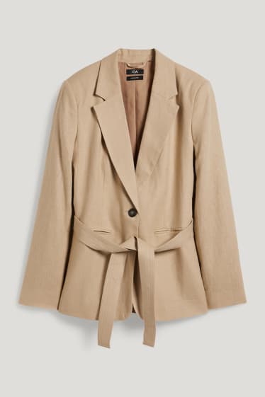 Dames - Blazer - relaxed fit - linnenmix - beige