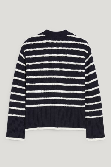 Femmes - Gilet basique en maille - à rayures - bleu / blanc