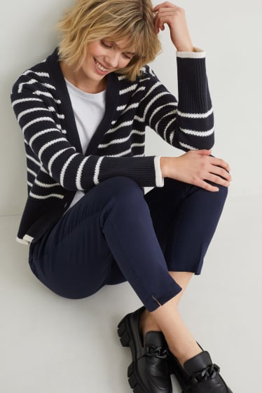 Femmes - Gilet basique en maille - à rayures - bleu / blanc
