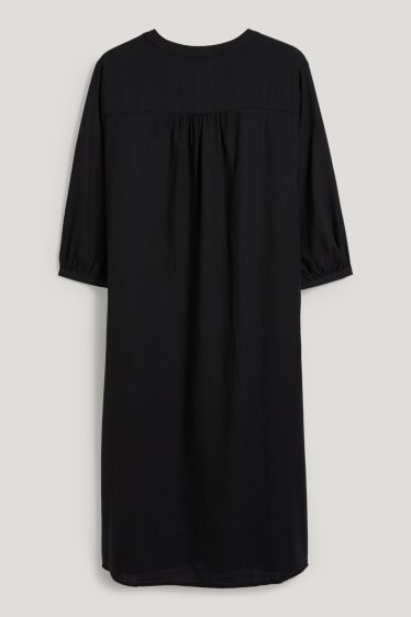 Femmes - Robe-chemisier - lin mélangé - noir