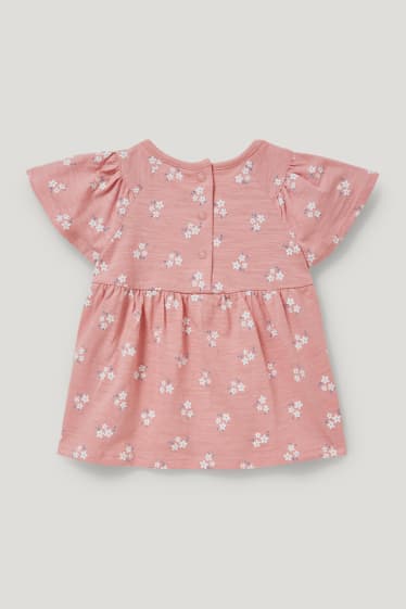 Baby Girls - Tricou cu mânecă scurtă bebeluși - cu flori - roz