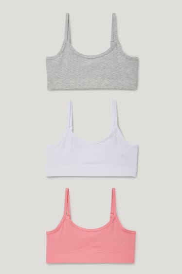 Filles - Lot de 3 - brassières - blanc / rose