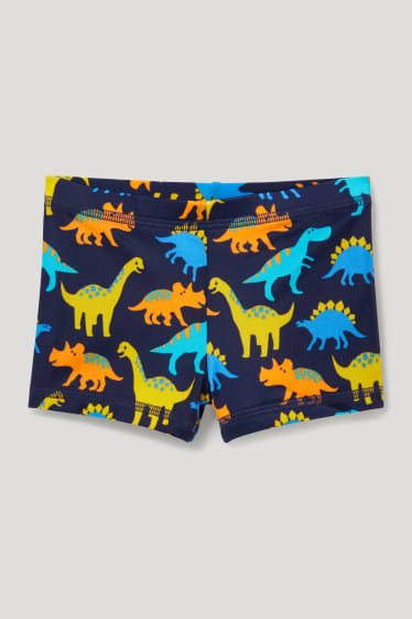Miminka chlapci - Motiv dinosaura - plážový outfit pro miminka s UV ochranou - LYCRA® XTRA LIFE™ - 3dílný - tmavomodrá