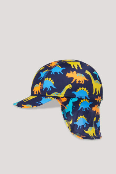 Miminka chlapci - Motiv dinosaura - plážový outfit pro miminka s UV ochranou - LYCRA® XTRA LIFE™ - 3dílný - tmavomodrá