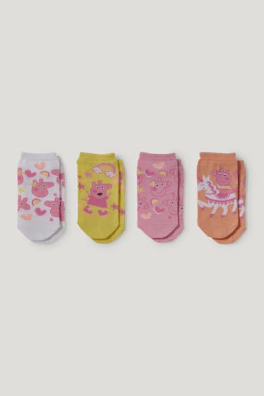 Toddler Girls - Multipack 4 perechi - Purcelușa Peppa - șosete sub gleznă cu motive - portocaliu