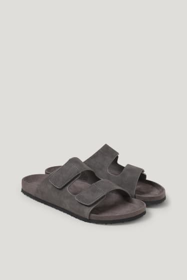 Uomo - Sandali - similpelle scamosciata - grigio scuro