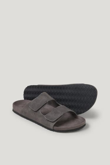 Uomo - Sandali - similpelle scamosciata - grigio scuro