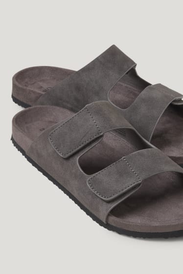 Uomo - Sandali - similpelle scamosciata - grigio scuro
