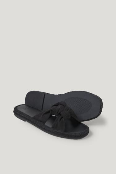 Damen - Sandalen - Velourslederimitat - schwarz