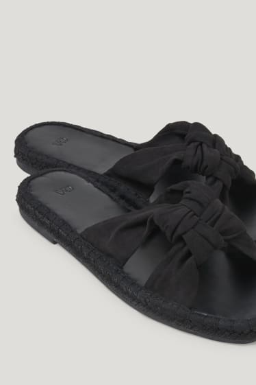 Damen - Sandalen - Velourslederimitat - schwarz