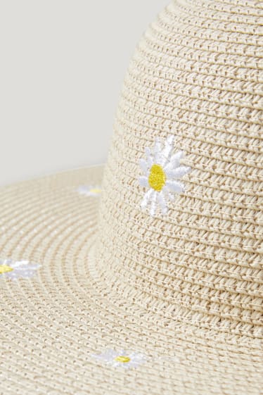 Clockhouse femme - CLOCKHOUSE - chapeau de paille - à fleurs - beige clair