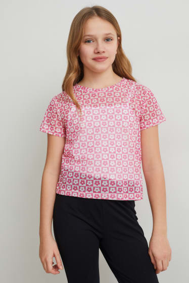 Filles - Ensemble - T-shirt et top - 2 pièces - rose