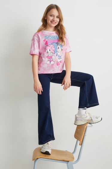 Bambine: - Sonic - maglia a maniche corte - bianco / rosa