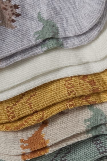 Bébé garçons - Lot de 5 paires - dinosaures - chaussettes pour bébé à motif - gris clair chiné